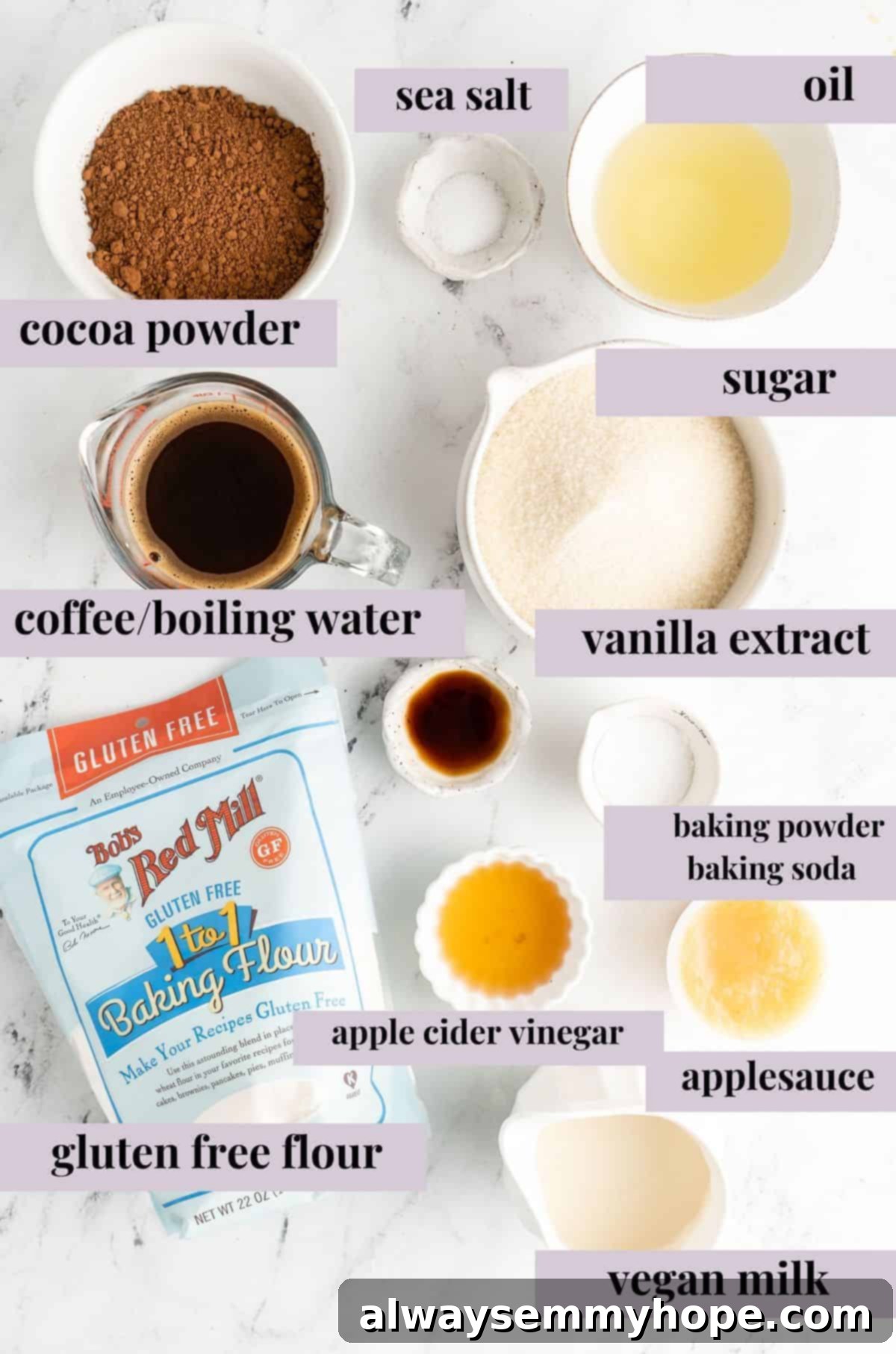 ingredients to make gluten free chocolate cake