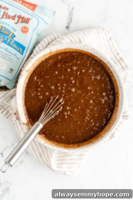 wet ingredients fully mixed into the cake batter