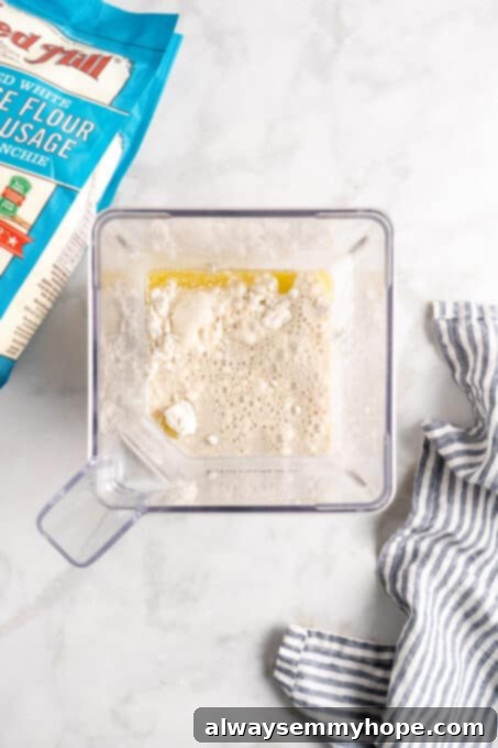 ingredients for vegan crepes in a blender