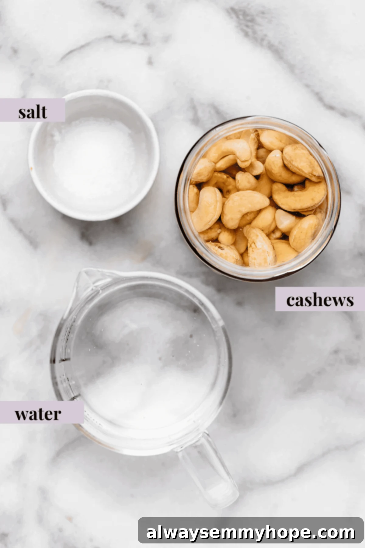 Overhead view of vegan heavy cream ingredients