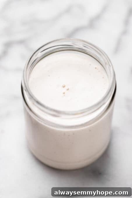 Overhead view of vegan heavy cream in jar