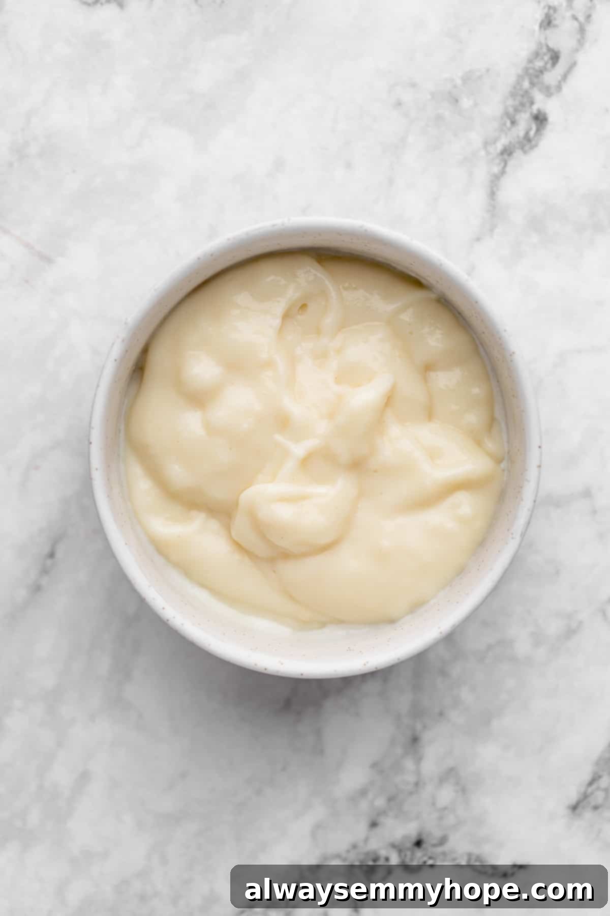 Fluffy Vegan Japanese Milk Bread 9 Overhead view of tangzhong starter in bowl