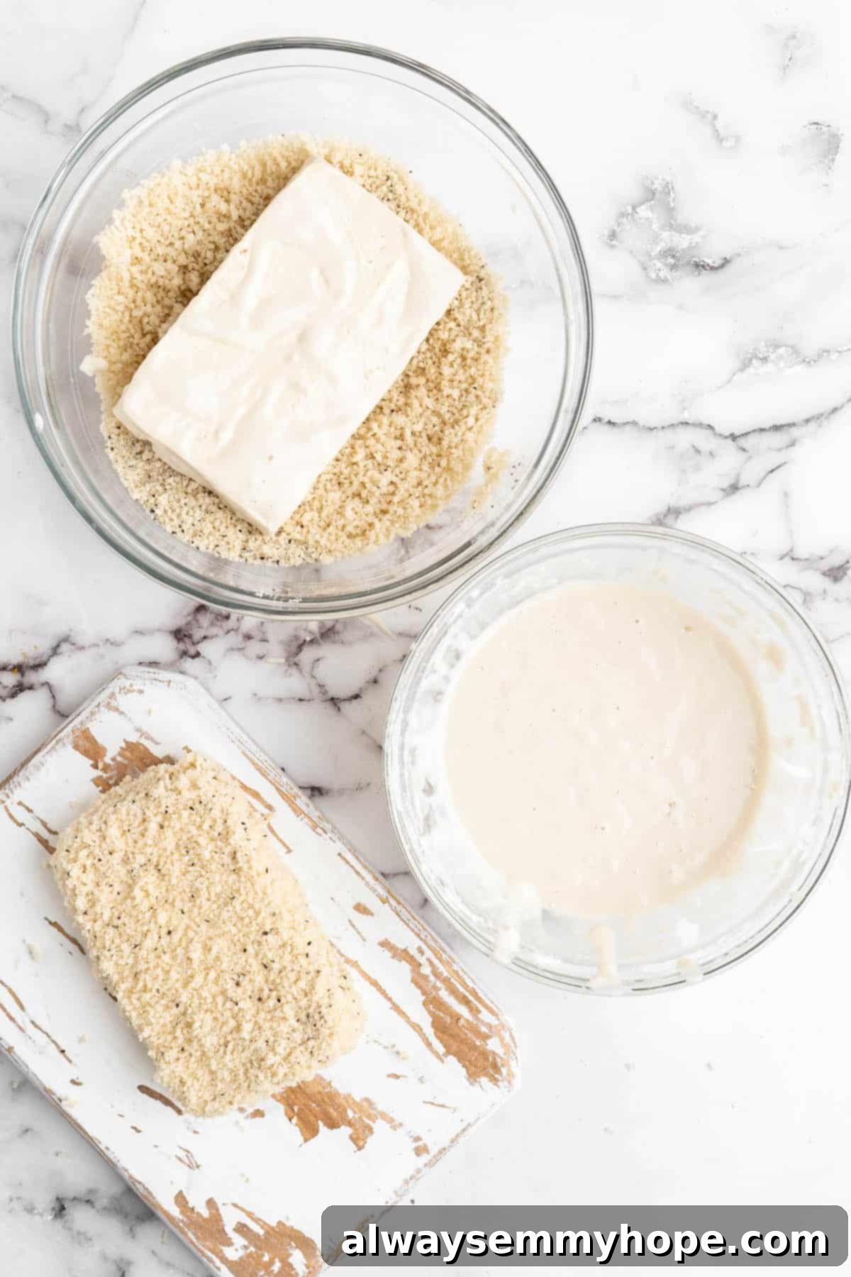 Process of dredging tofu cutlets in milk mixture and panko