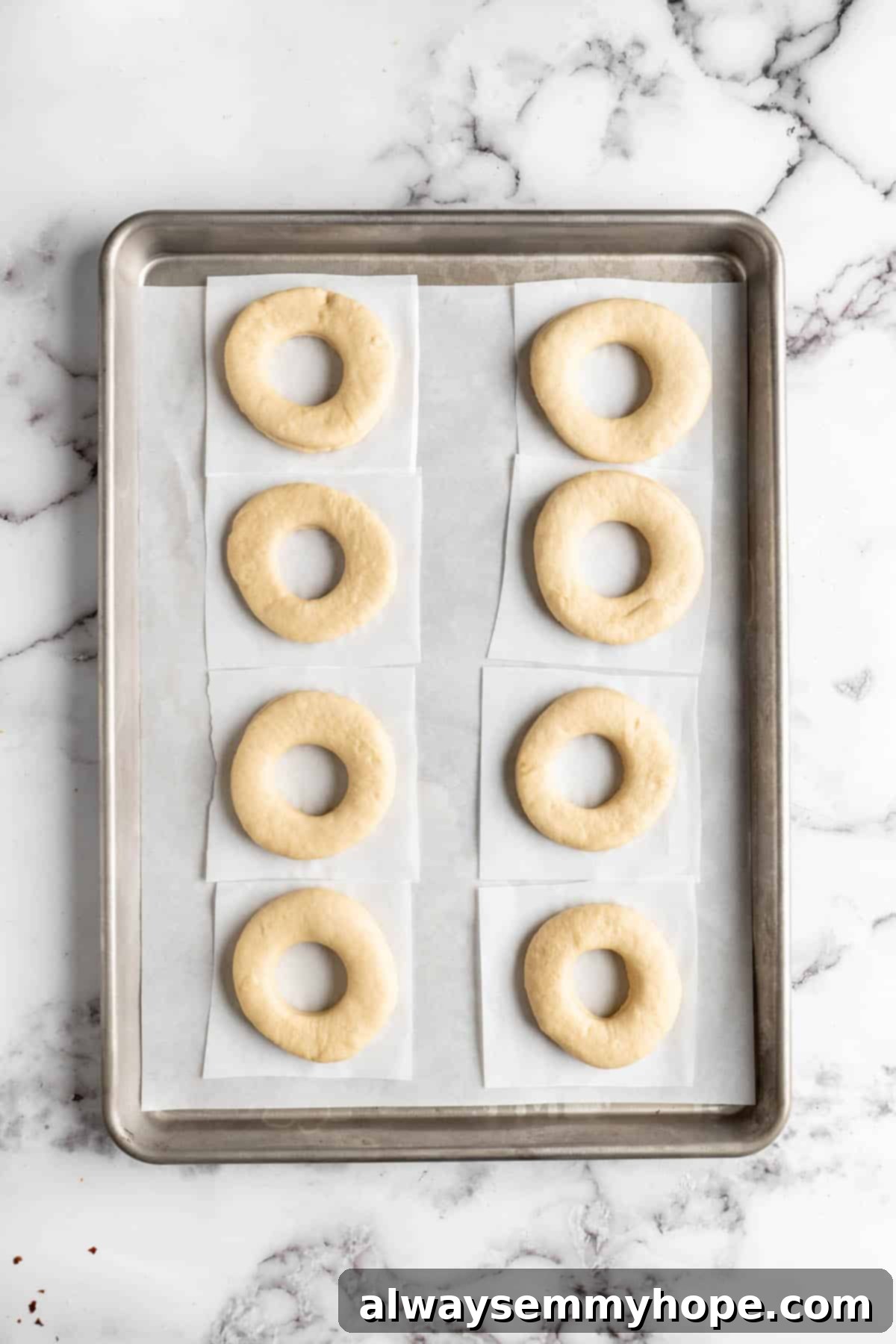Answering questions on what yeast is, if it is vegan, how it's stored, how to tell if it's still good, and my favorite yeasty recipes. Uncooked donuts on a tray with parchment paper