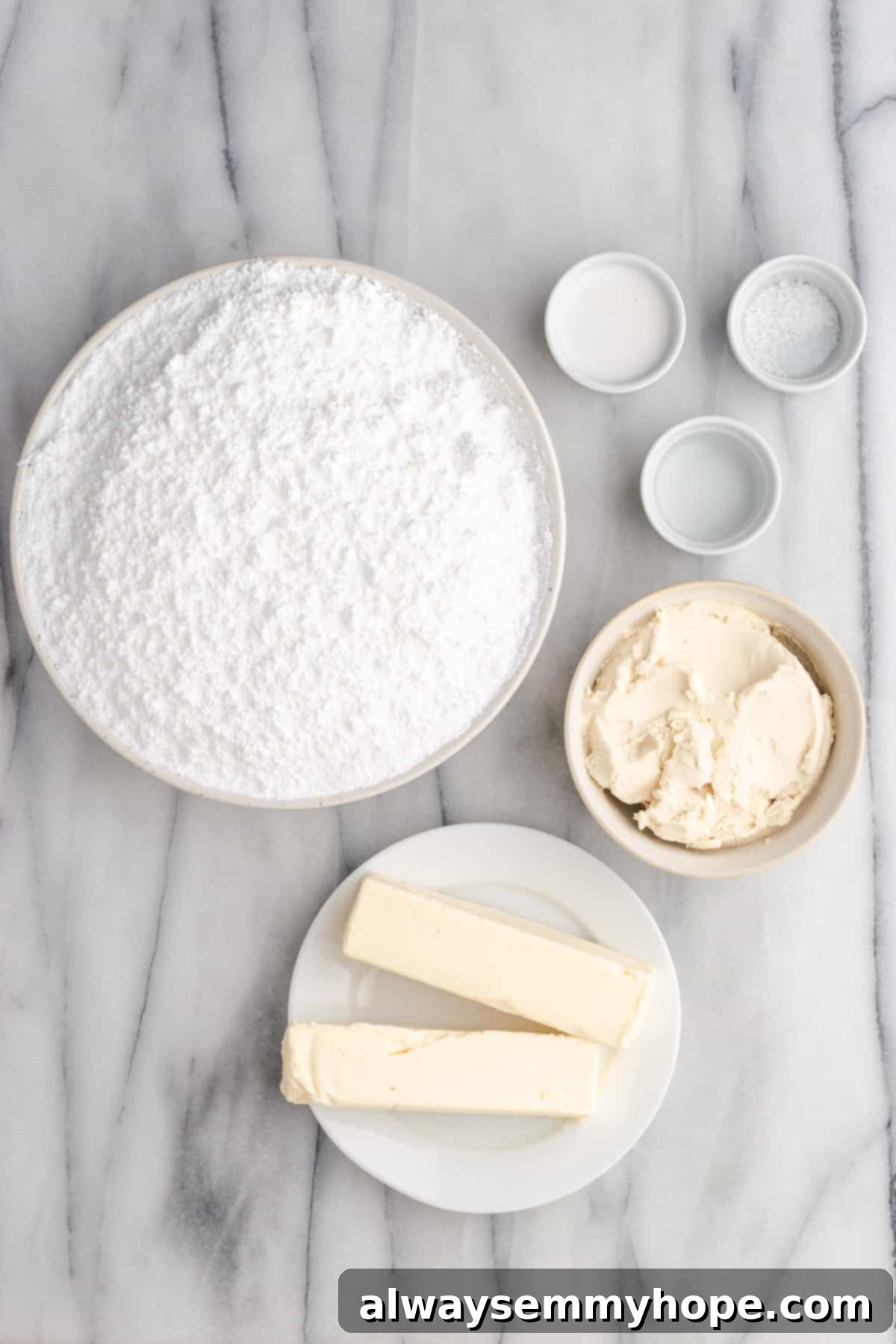 Tropical Vegan Coconut Cake 11 Softened vegan butter, cream cheese, and coconut extract ready to be whipped for the frosting.