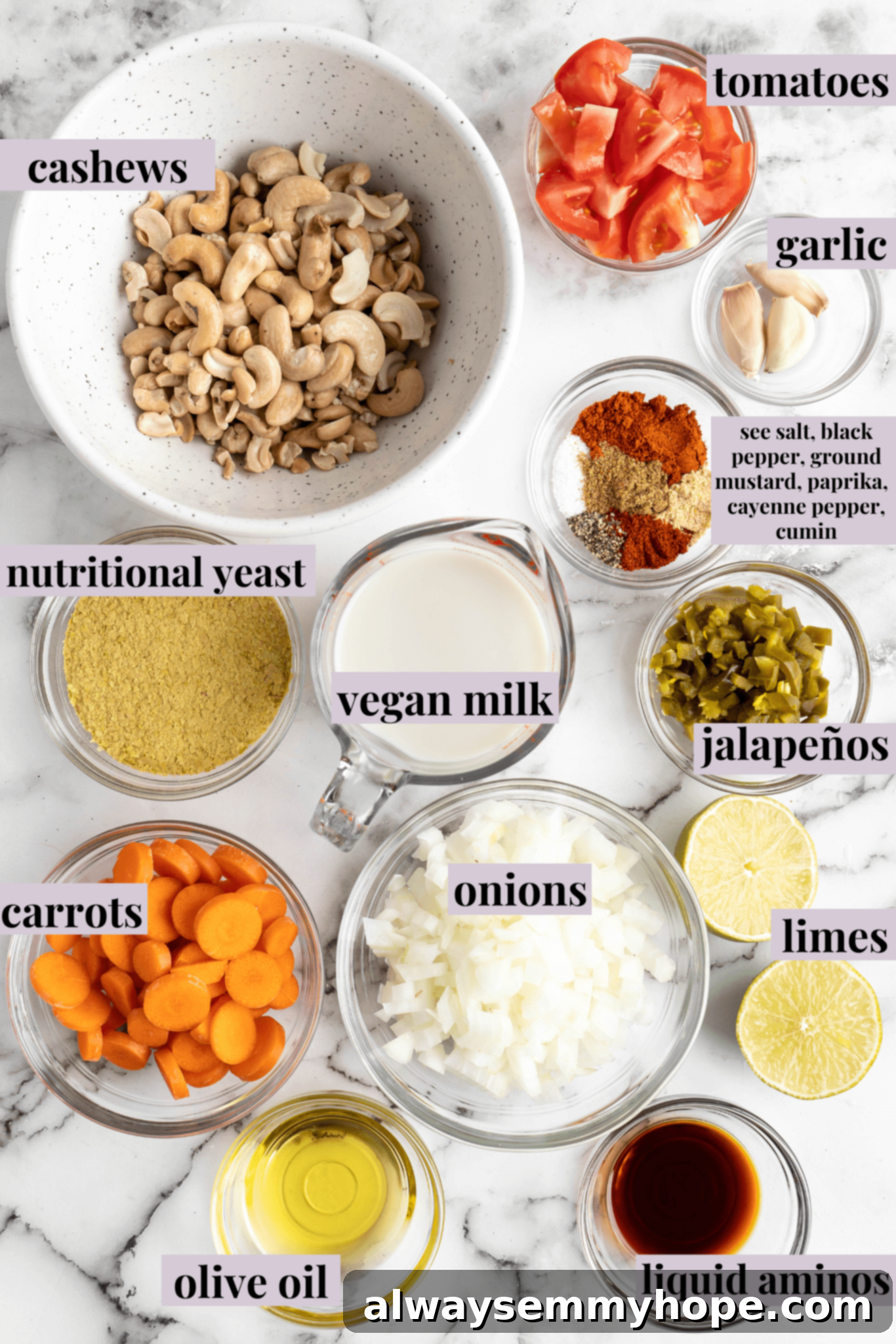 ingredients for vegan queso Ingredients for vegan queso