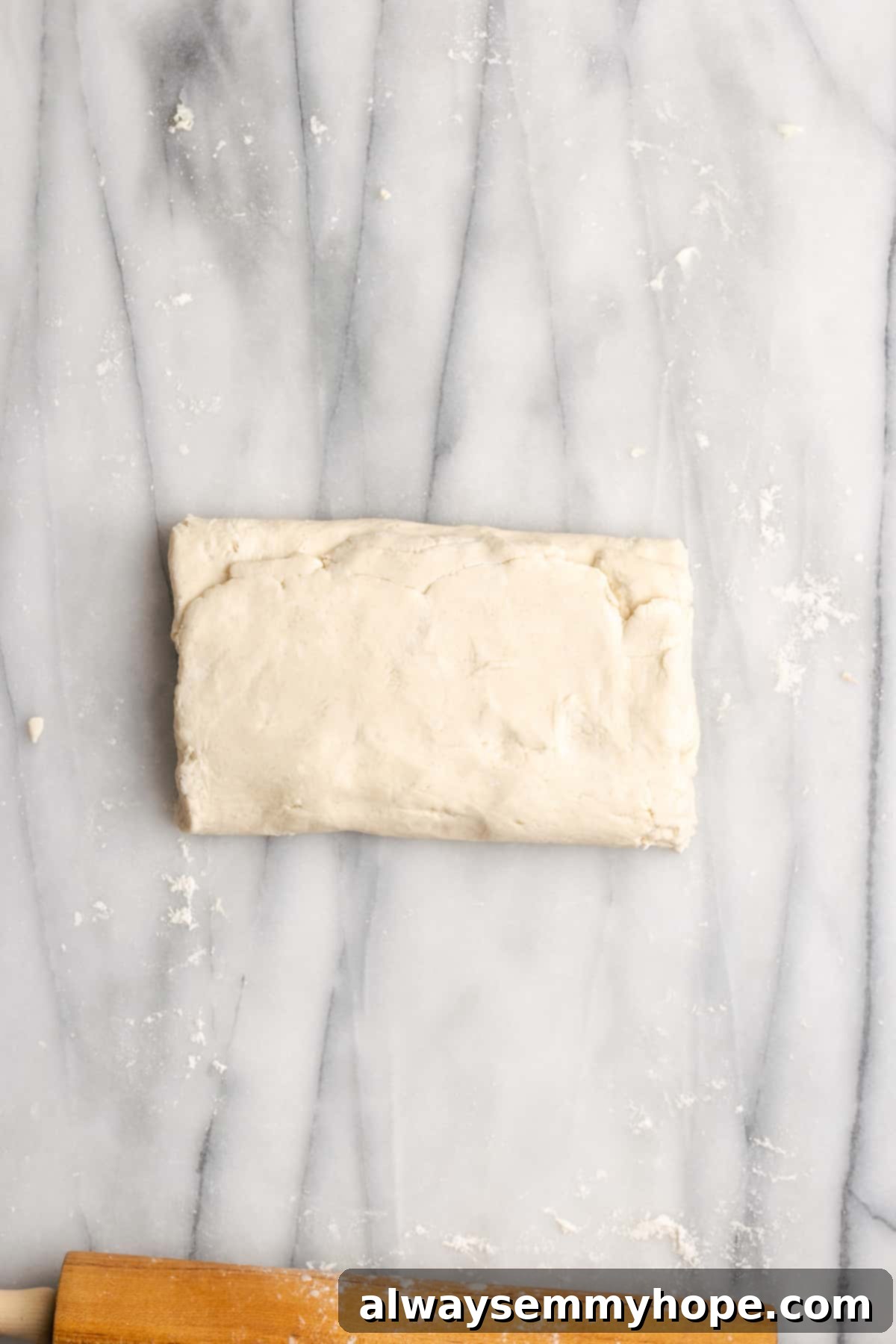 A thick envelope of puff pastry dough