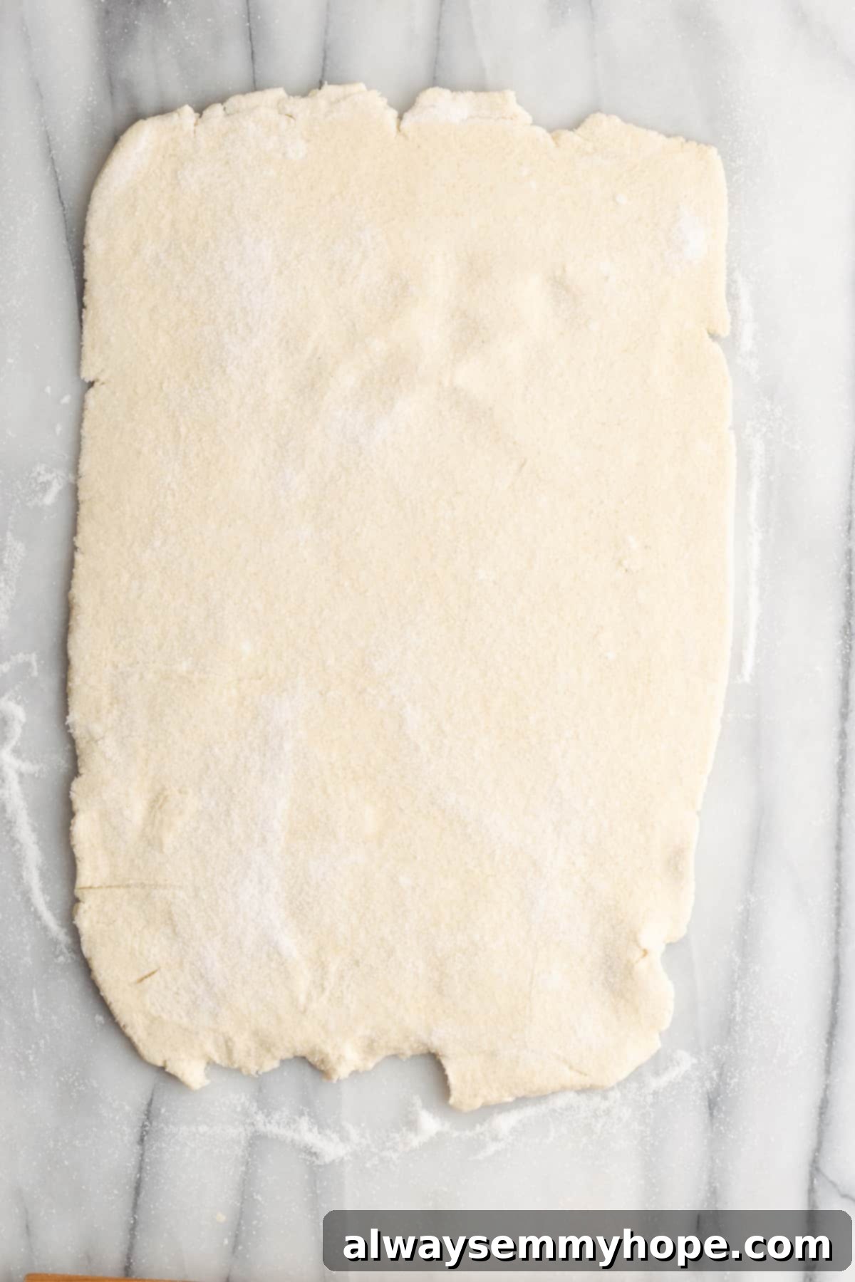 A rectangle of rolled out puff pastry