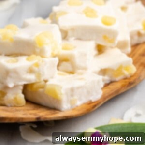 Hawaiian Coconut Haupia 16 Haupia slices stacked on wooden platter