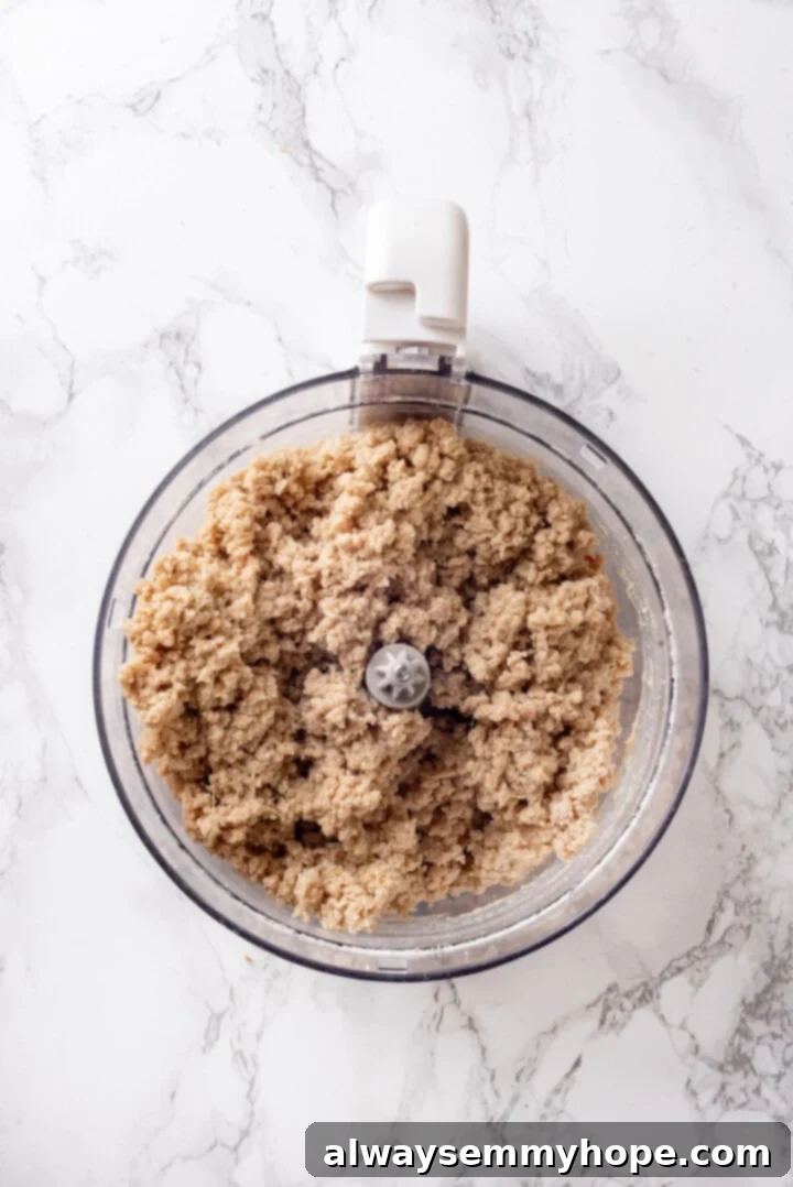 All vegan chicken ingredients, including vital wheat gluten, added to the food processor with the tofu.