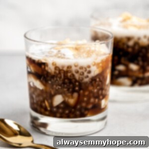 Two glasses of taho with gold spoon