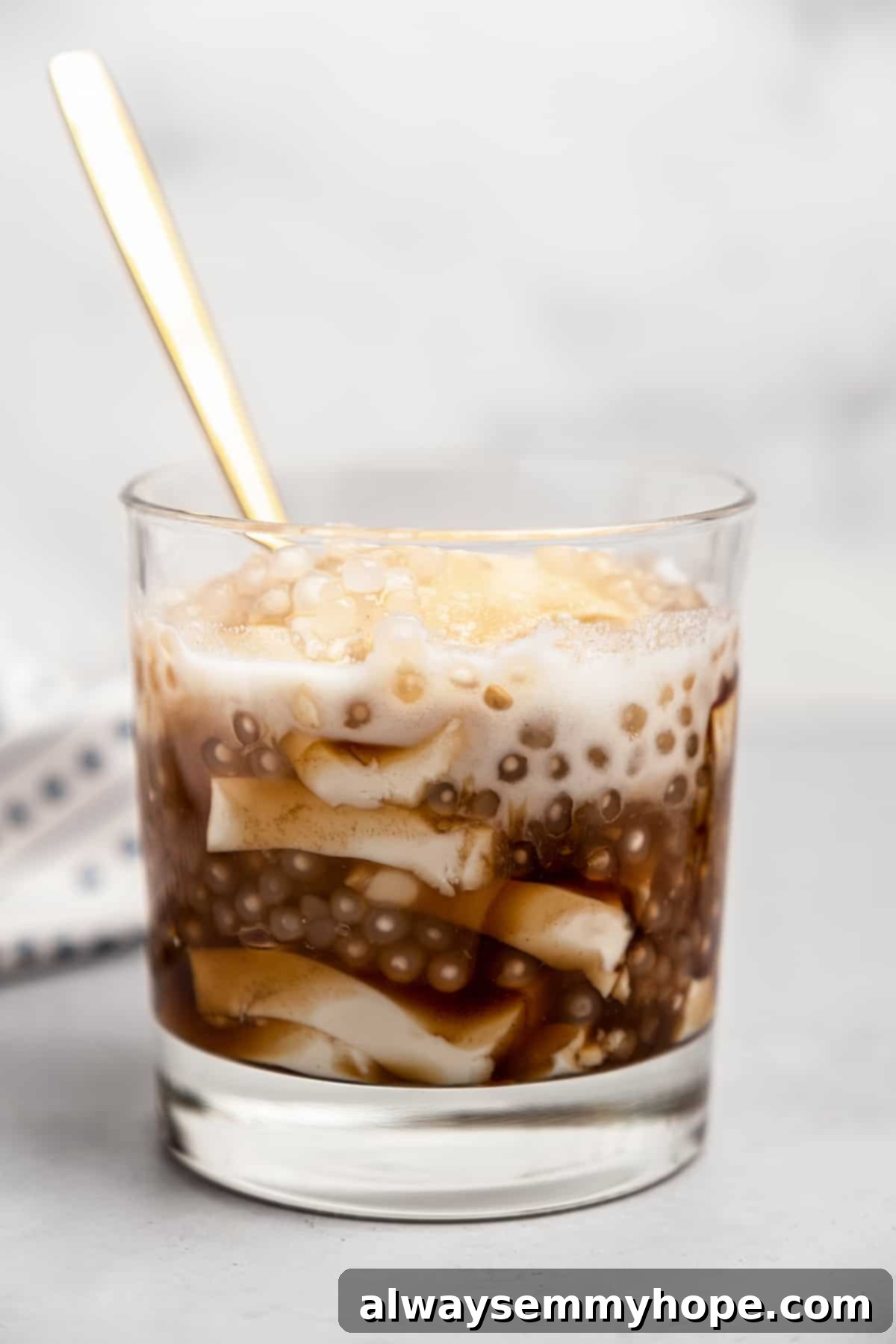 Glass of taho with spoon