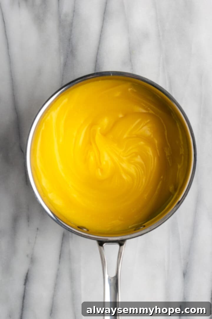 Thickened vegan vanilla pudding in saucepan