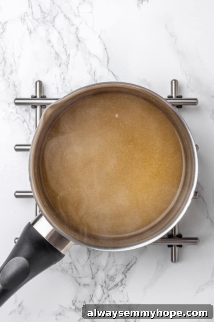 Overhead view of agar mixture in pan