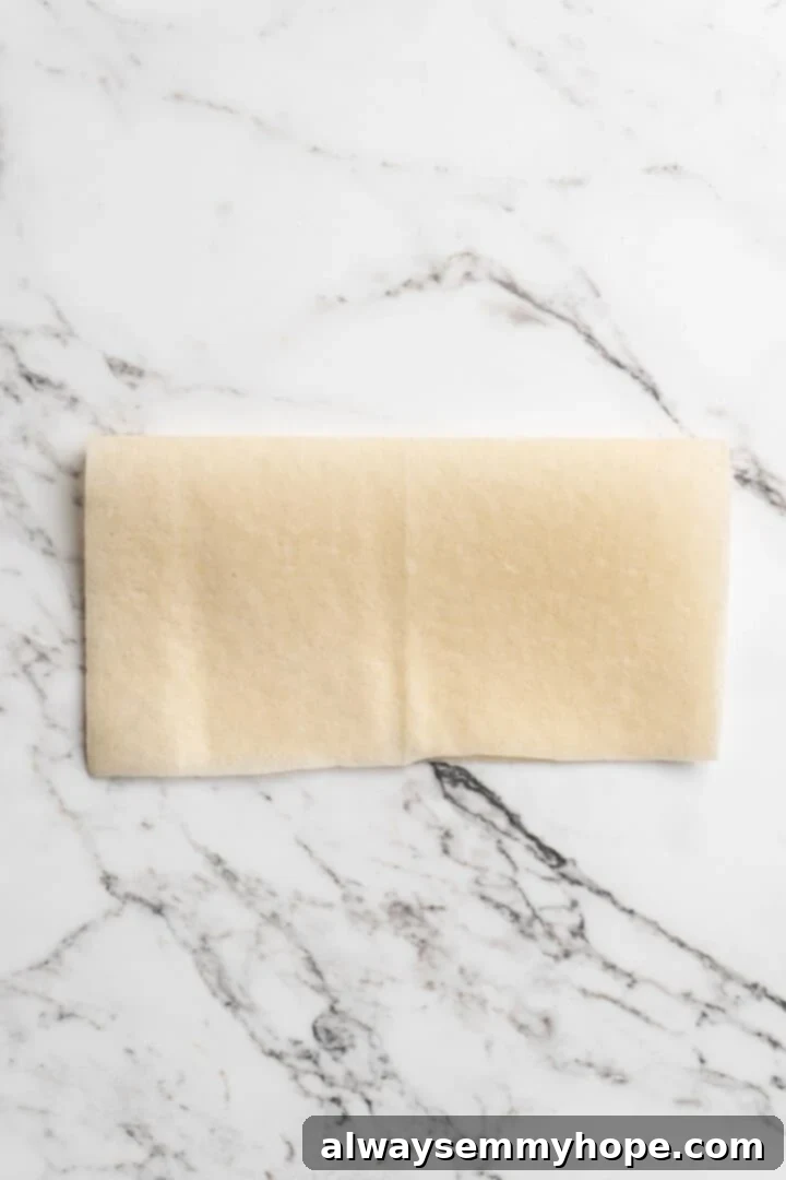 Sambusa wrapper folded in half