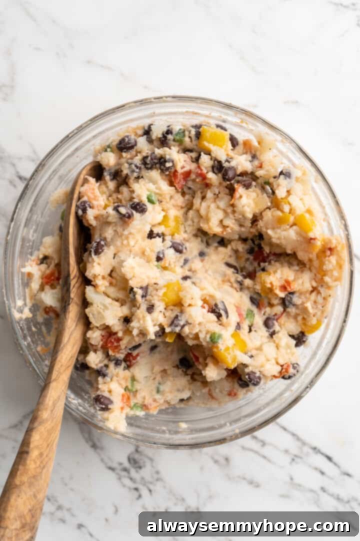 Overhead view of filling for loaded potato skins