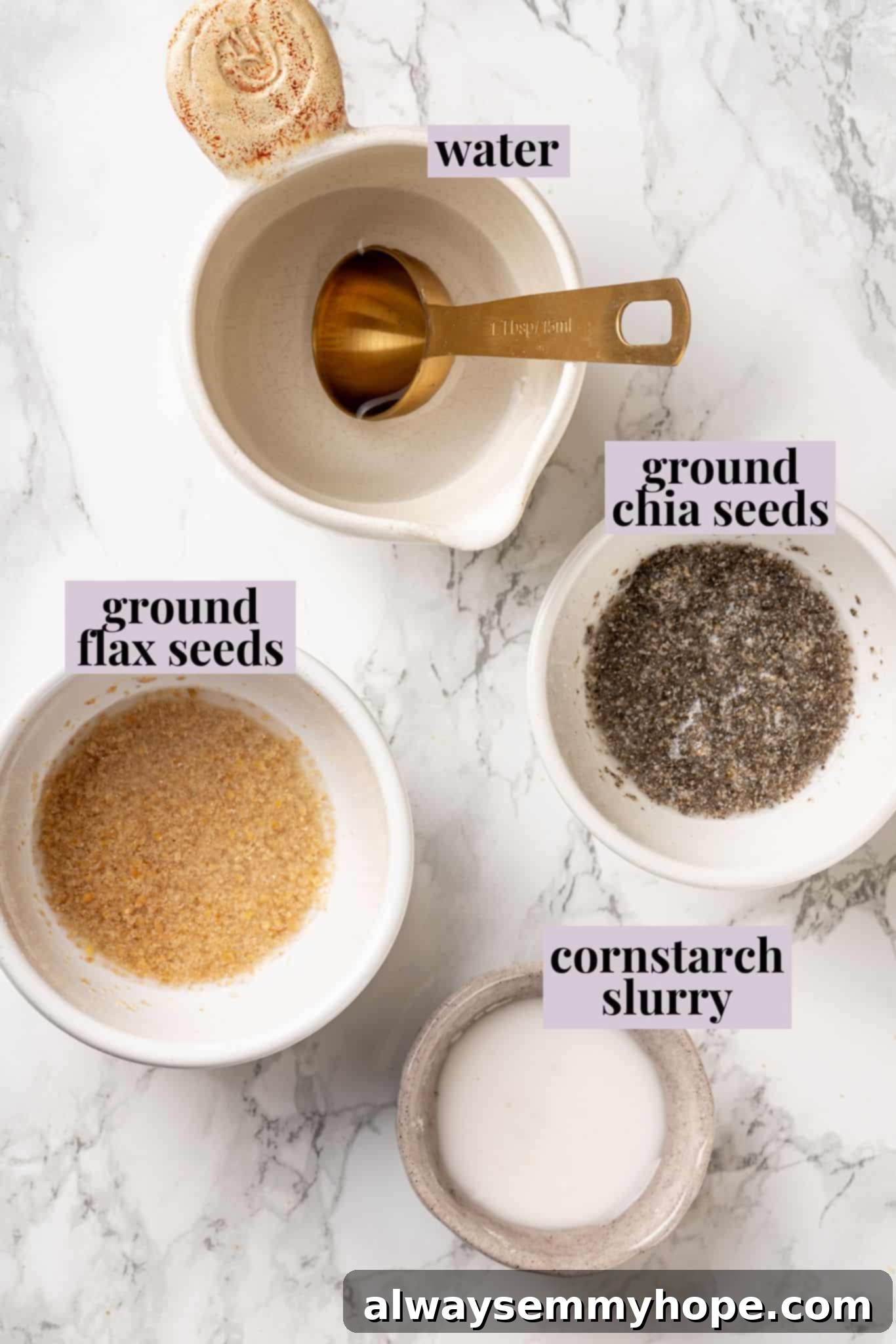 Gluten-Free Vegan Egg Replacements: Essential Binders for Perfect Texture Various vegan egg substitutes specifically chosen for gluten-free recipes, including bowls of flax egg mixture, chia egg mixture, and starches.