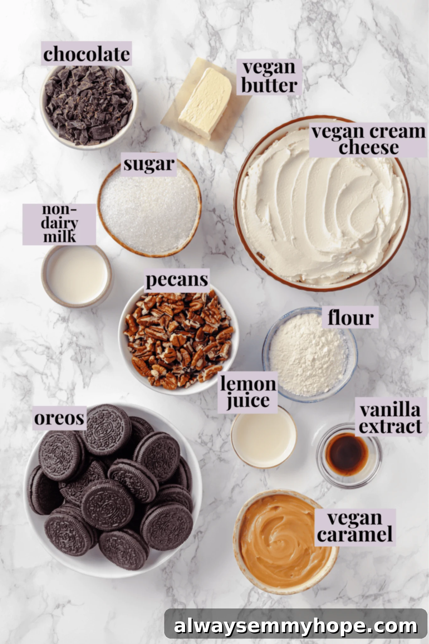 ingredients to make turtle cheesecake