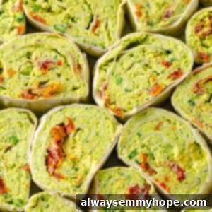 Swirly Party Bites 2 Overhead view of tortilla roll-ups tightly packed together