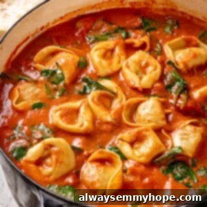Creamy Tomato Tortellini Soup 2 Pot of vegan tomato tortellini soup