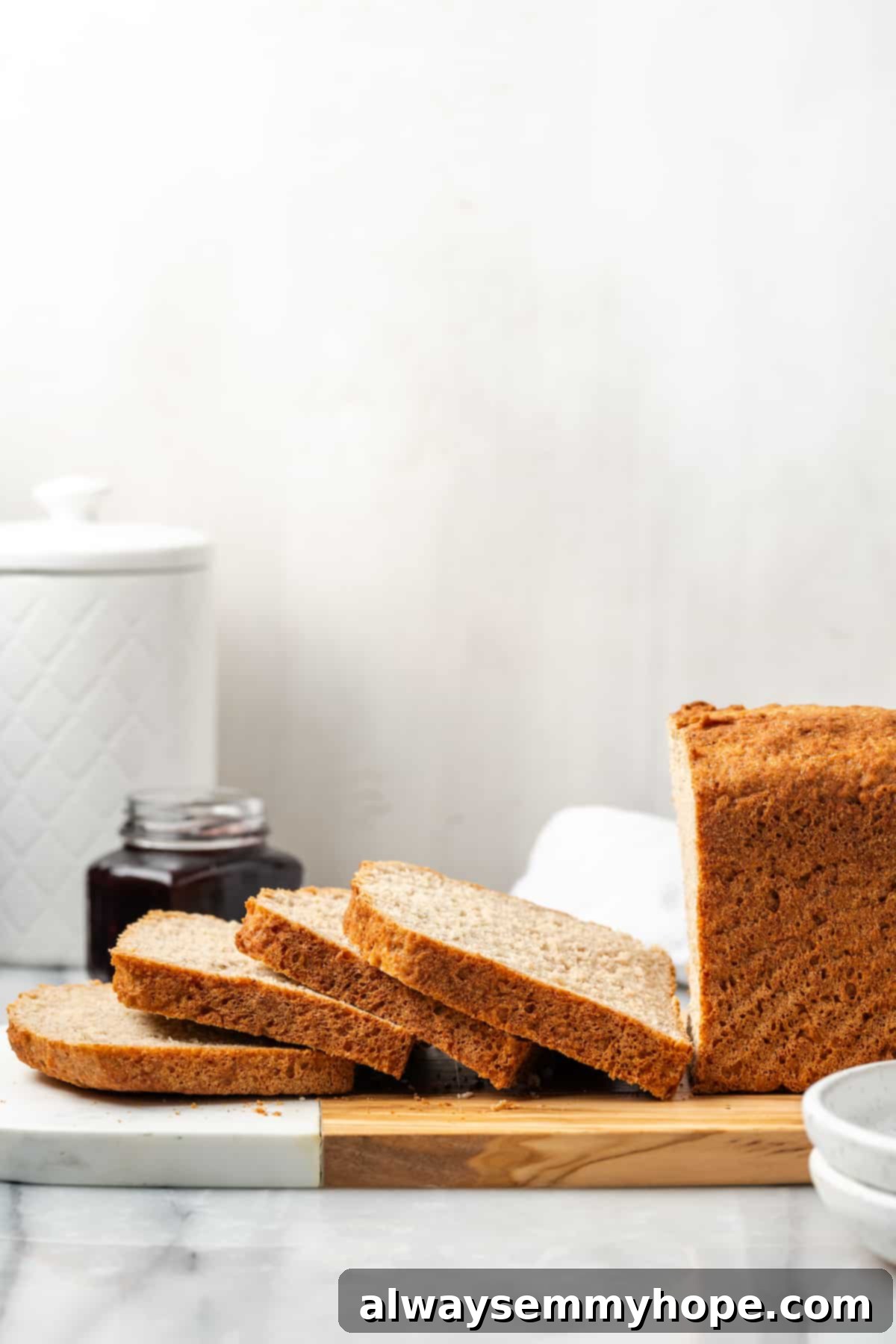 Side view of sliced gluten-free sandwich bread