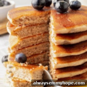 Stack of fluffy buckwheat pancakes