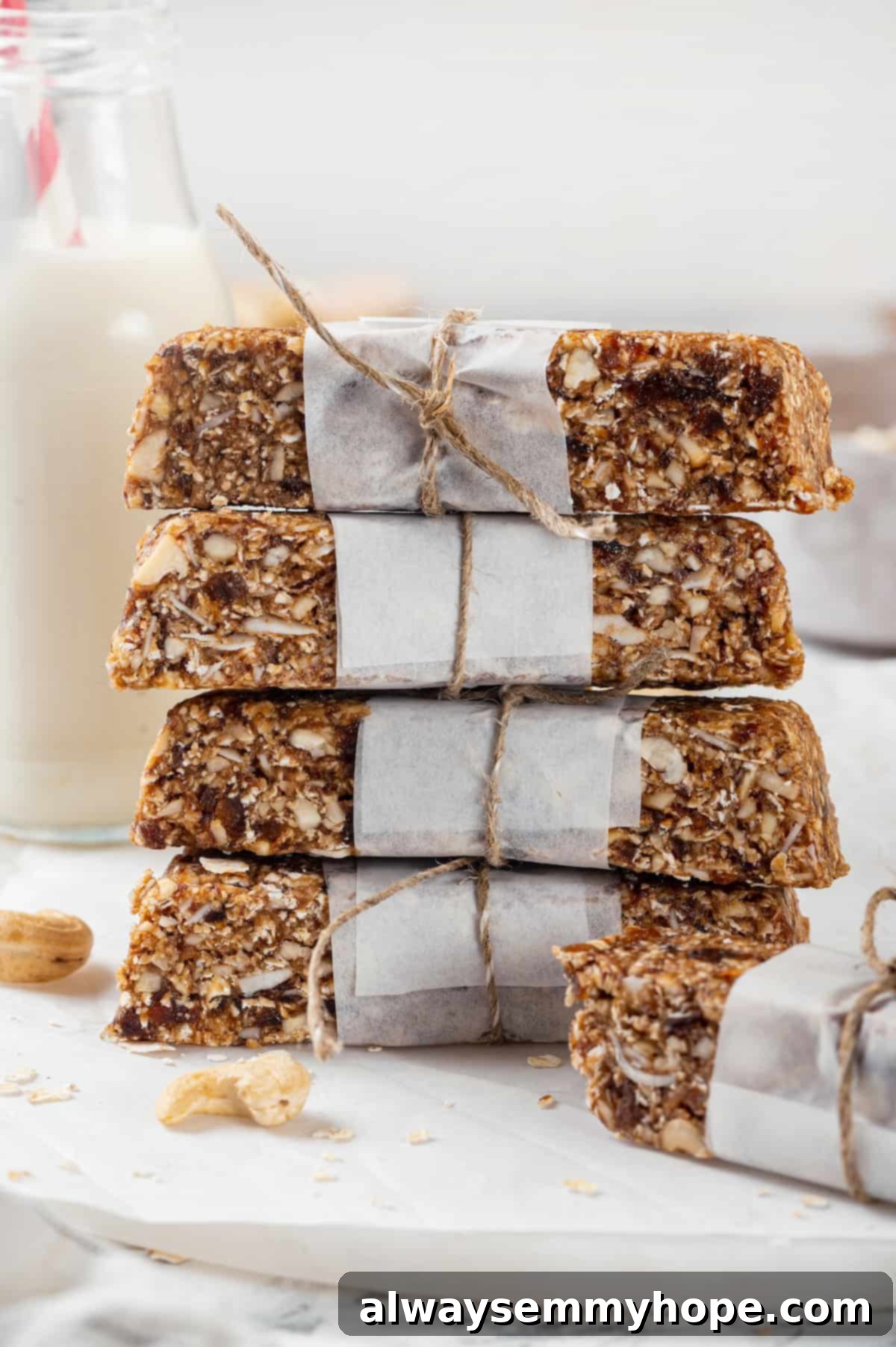 Stack of 4 homemade granola bars
