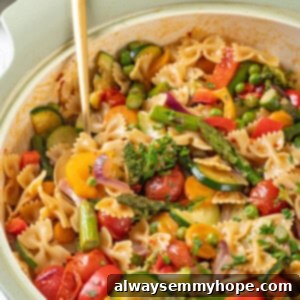 Vegan pasta primavera in skillet