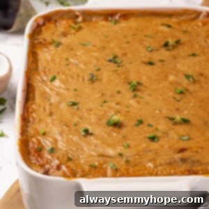 Hearty Vegan Moussaka 2 Baking dish of vegan moussaka