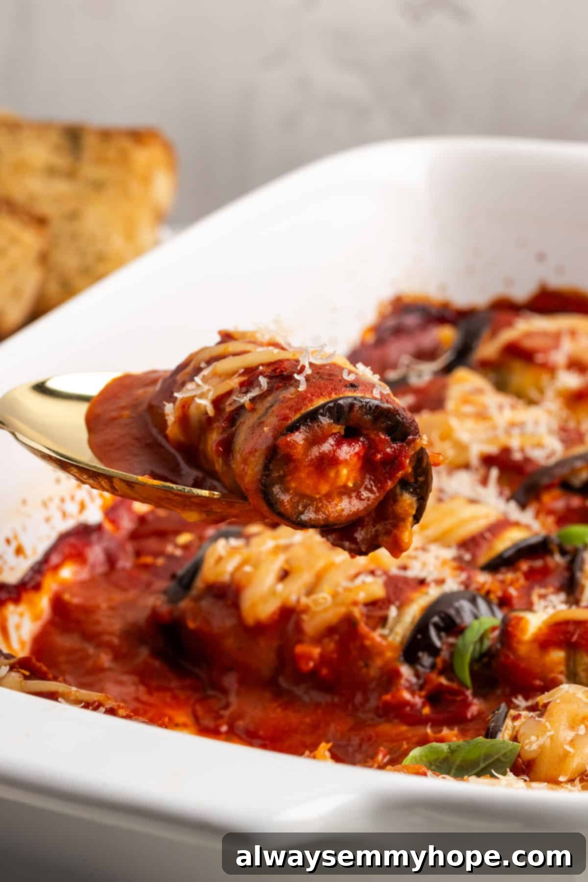 Lifting eggplant rollatini out of pan