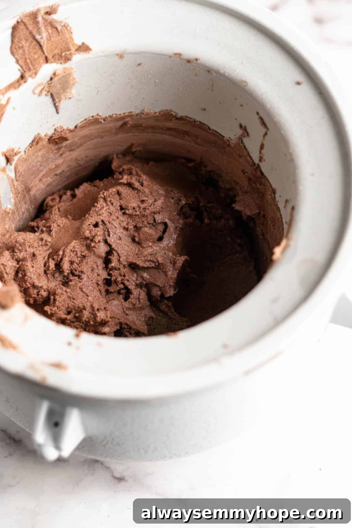 Decadent Chocolate Avocado Ice Cream 8 Chocolate avocado ice cream in ice cream maker
