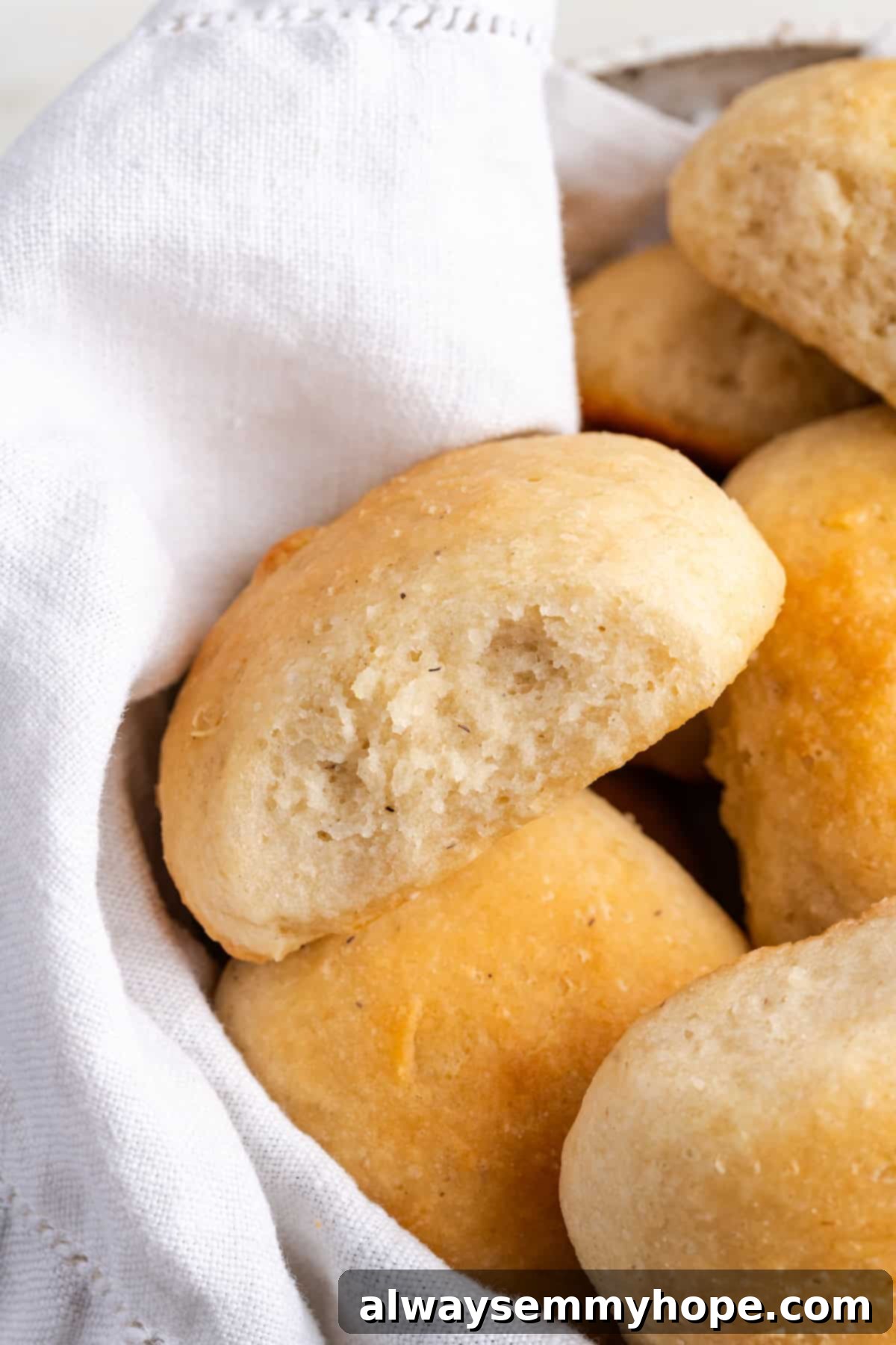 Vegan Gluten-Free Dinner Rolls in a Bowl Bowl overflowing with warm, freshly baked vegan gluten-free dinner rolls