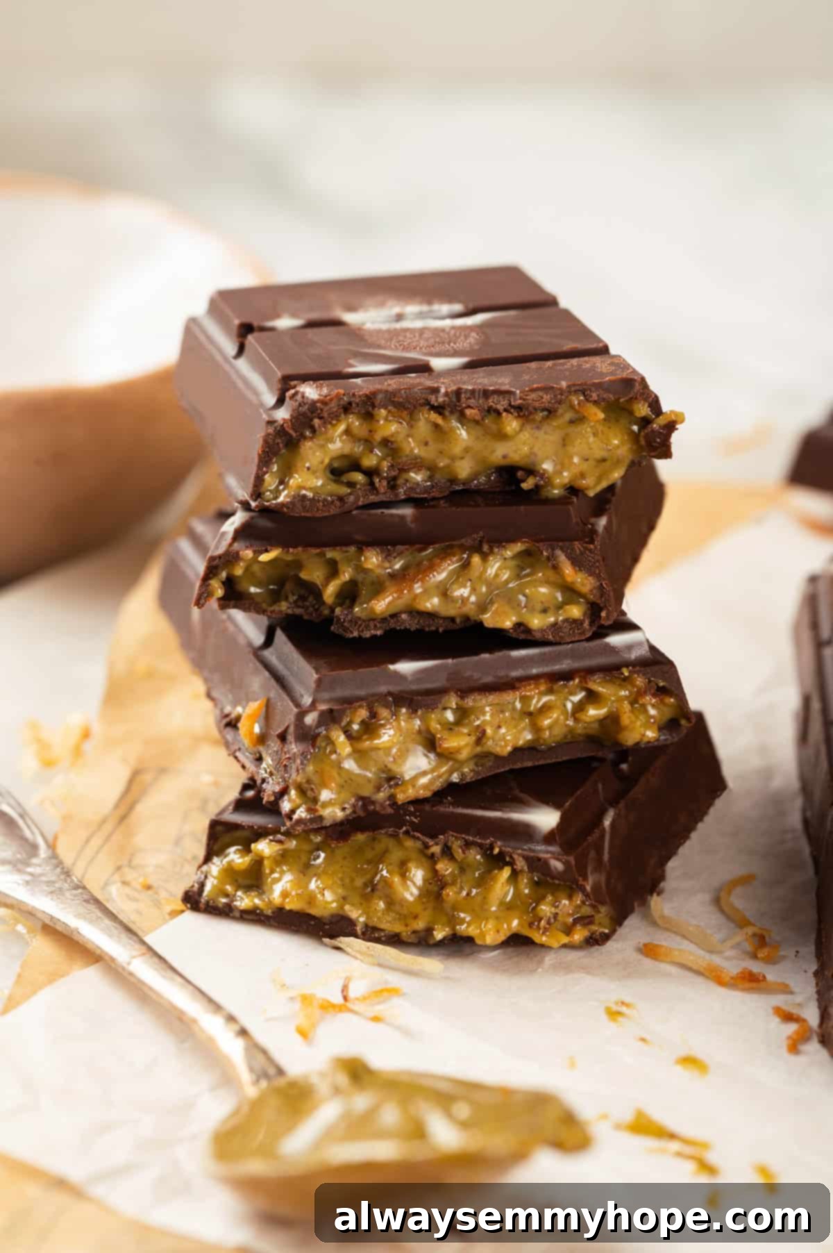 A Dubai chocolate bar is filled with crispy kataifi and a rich, creamy mixture of pistachio and tahini. Here’s how to make them at home! Stack of Dubai chocolate bars with creamy filling