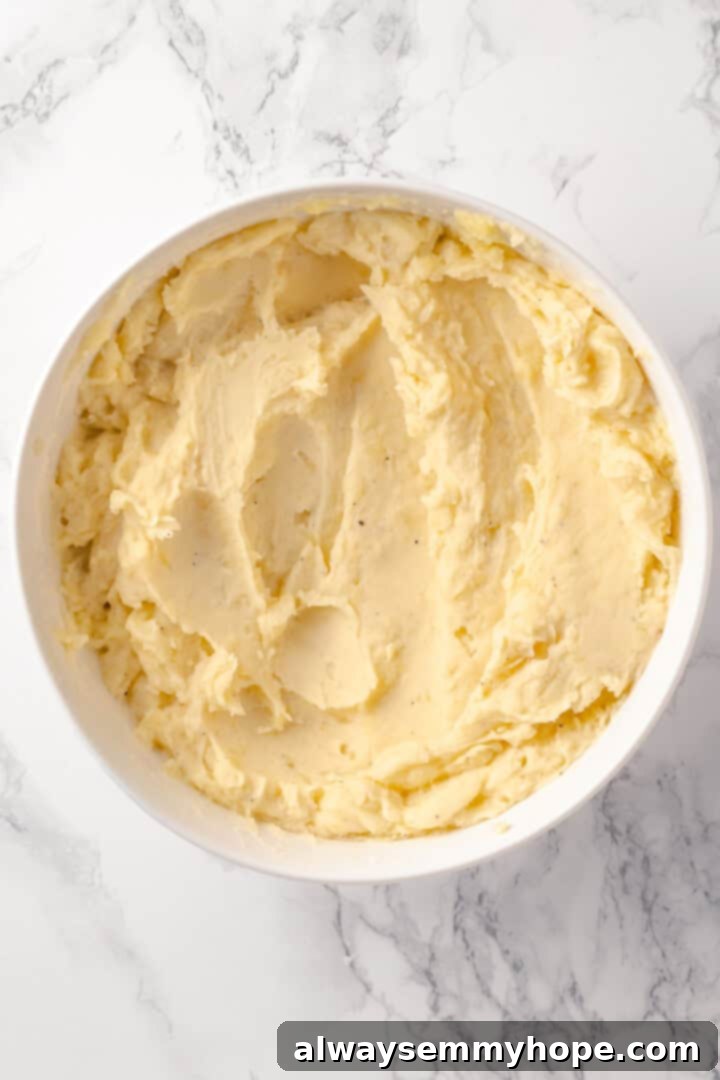 Mashed potato casserole is a comfort food side that’s always a crowd-pleaser! Vegan cheddar, bacon, and crispy panko make it extra delicious. Bowl of mashed potatoes