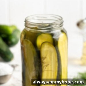 Jar of homemade pickles