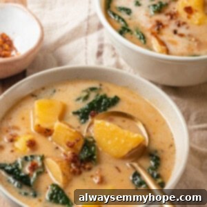 Irresistible Zuppa Toscana 2 Two bowls of vegan zuppa toscana
