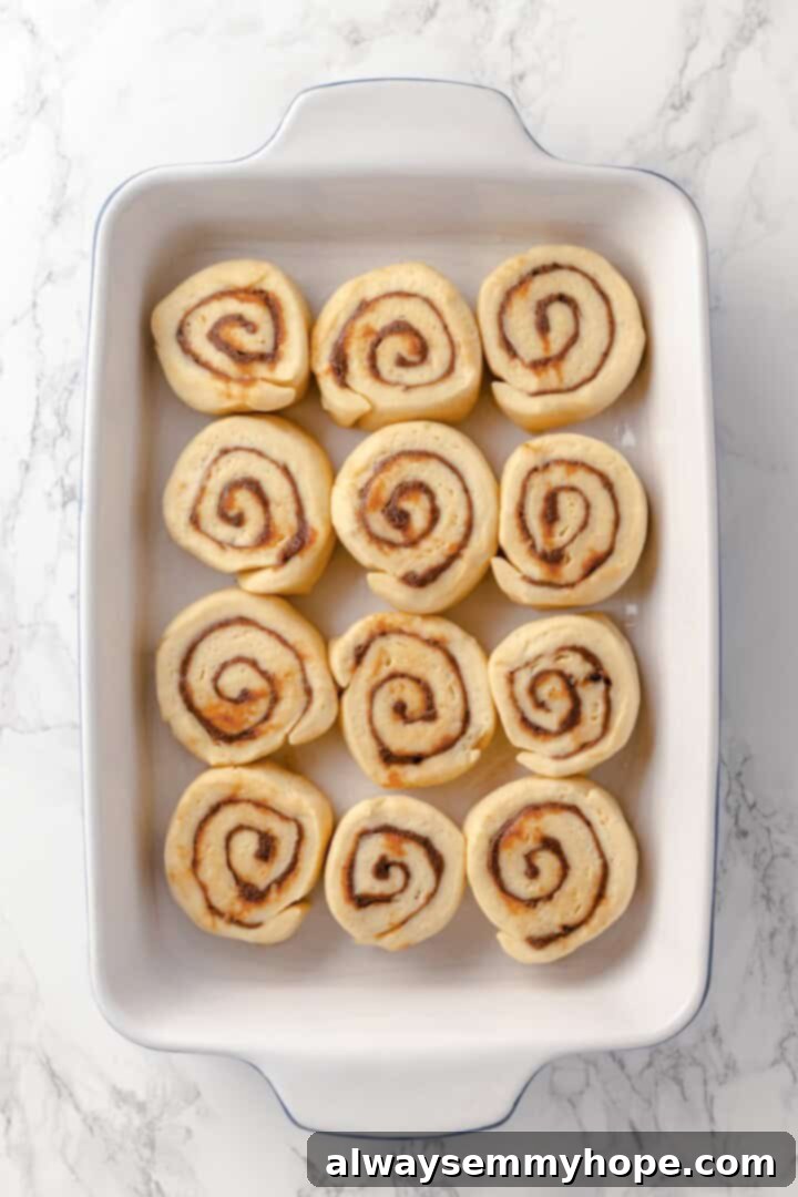 Vegan honey buns in baking dish before baking