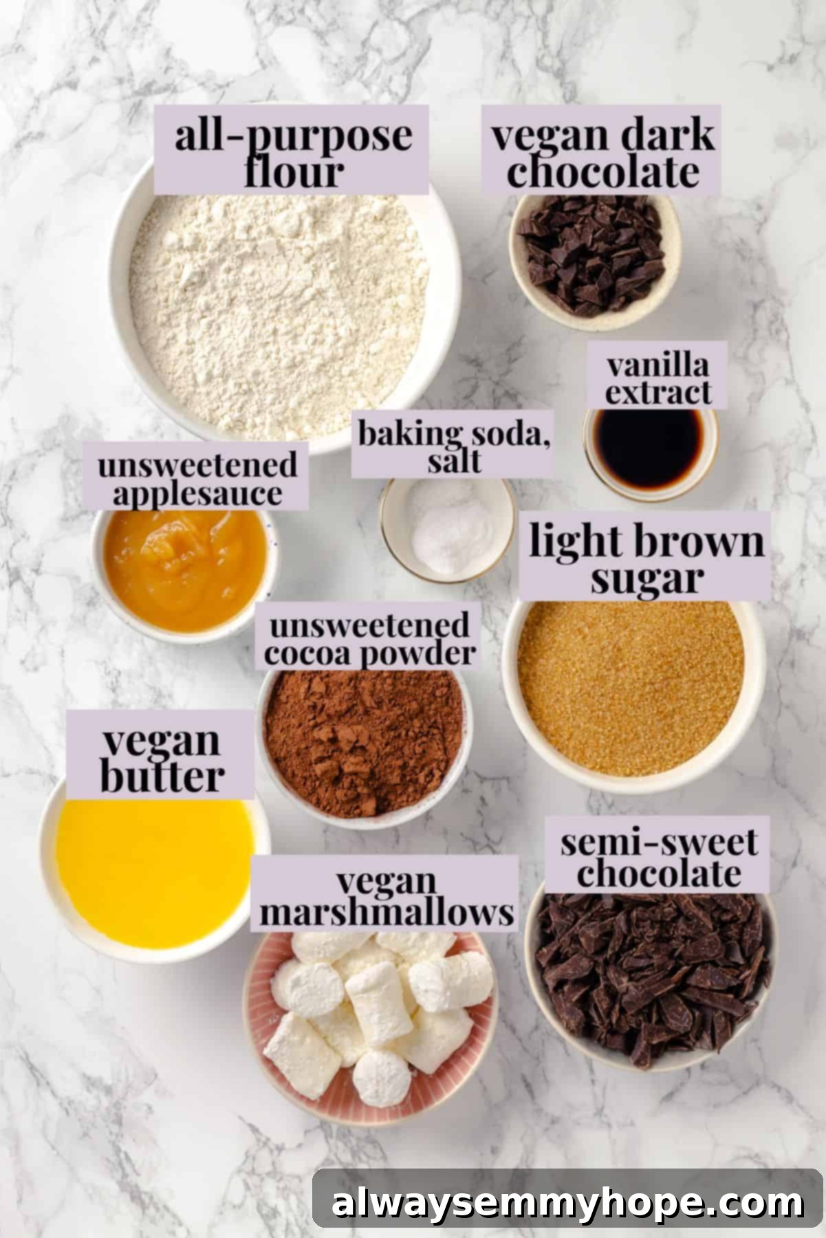 Ingredients for vegan hot chocolate cookies.