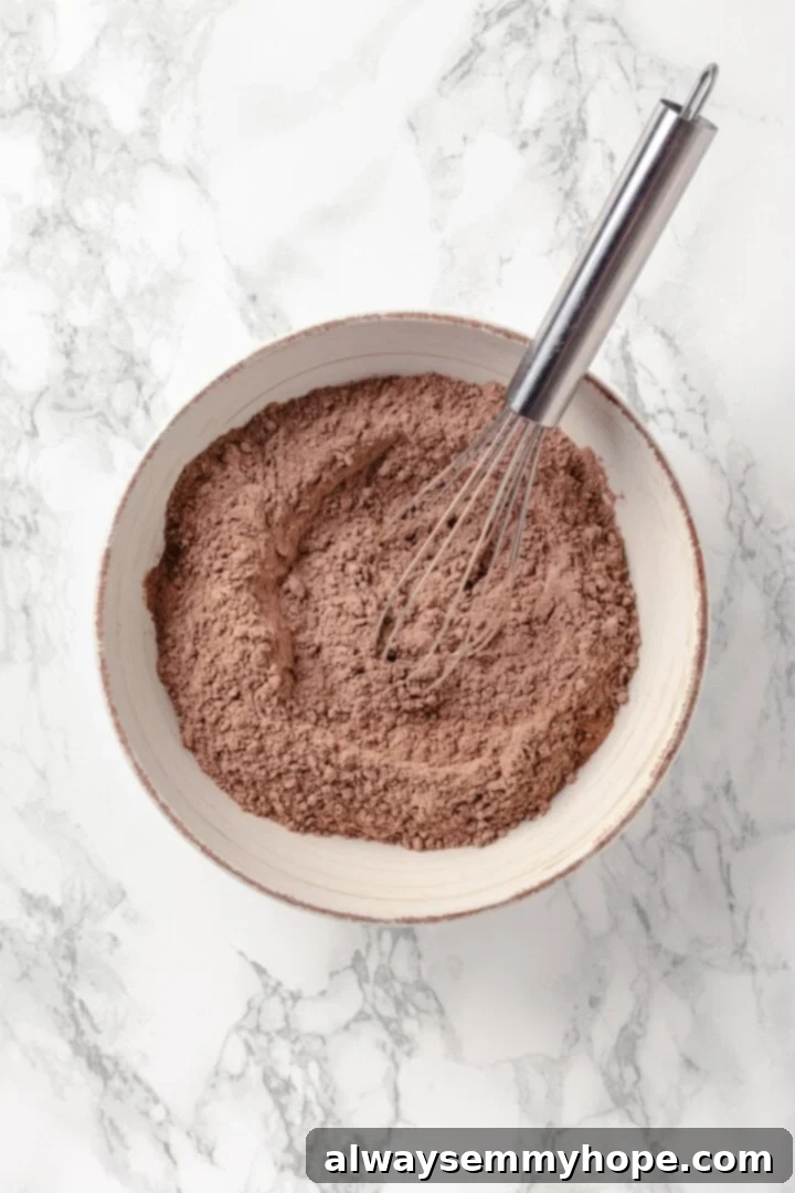 Dry ingredients for vegan hot chocolate cookies.