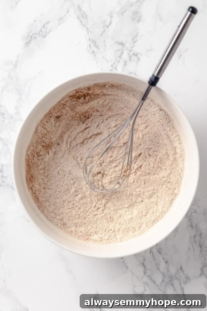 Tender apples, sticky glaze, and dough that’s crisp on the outside and pillowy soft inside make this the best vegan apple fritters recipe! Bowl of dry ingredients (flour, sugar, spices) being whisked.