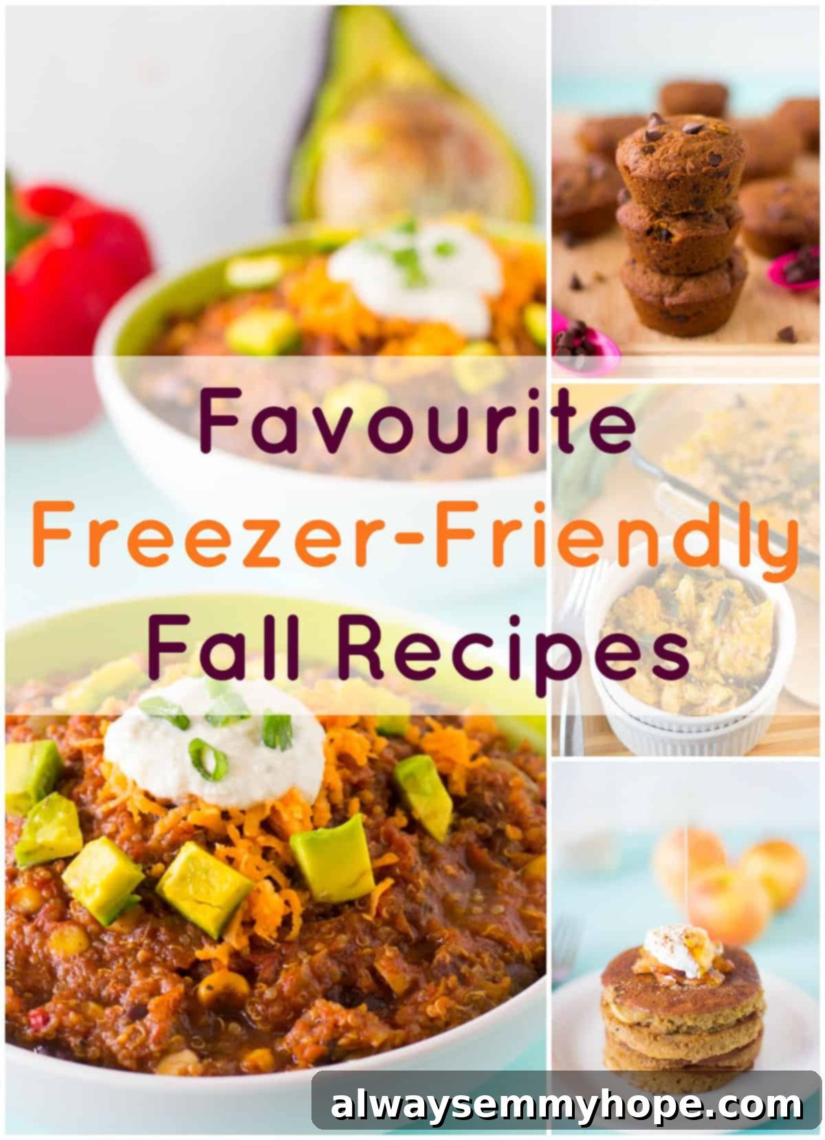 Freezer friendly fall recipes title card.