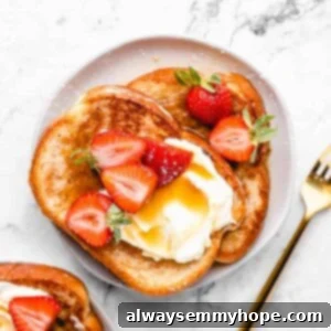 Vegan french toast with sliced strawberries.