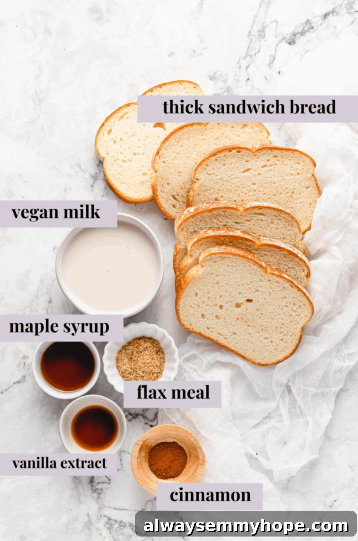 Ingredients for vegan french toast.