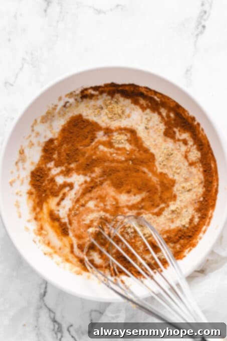 Mixture of cinnamon, flax meal, and vegan milk.