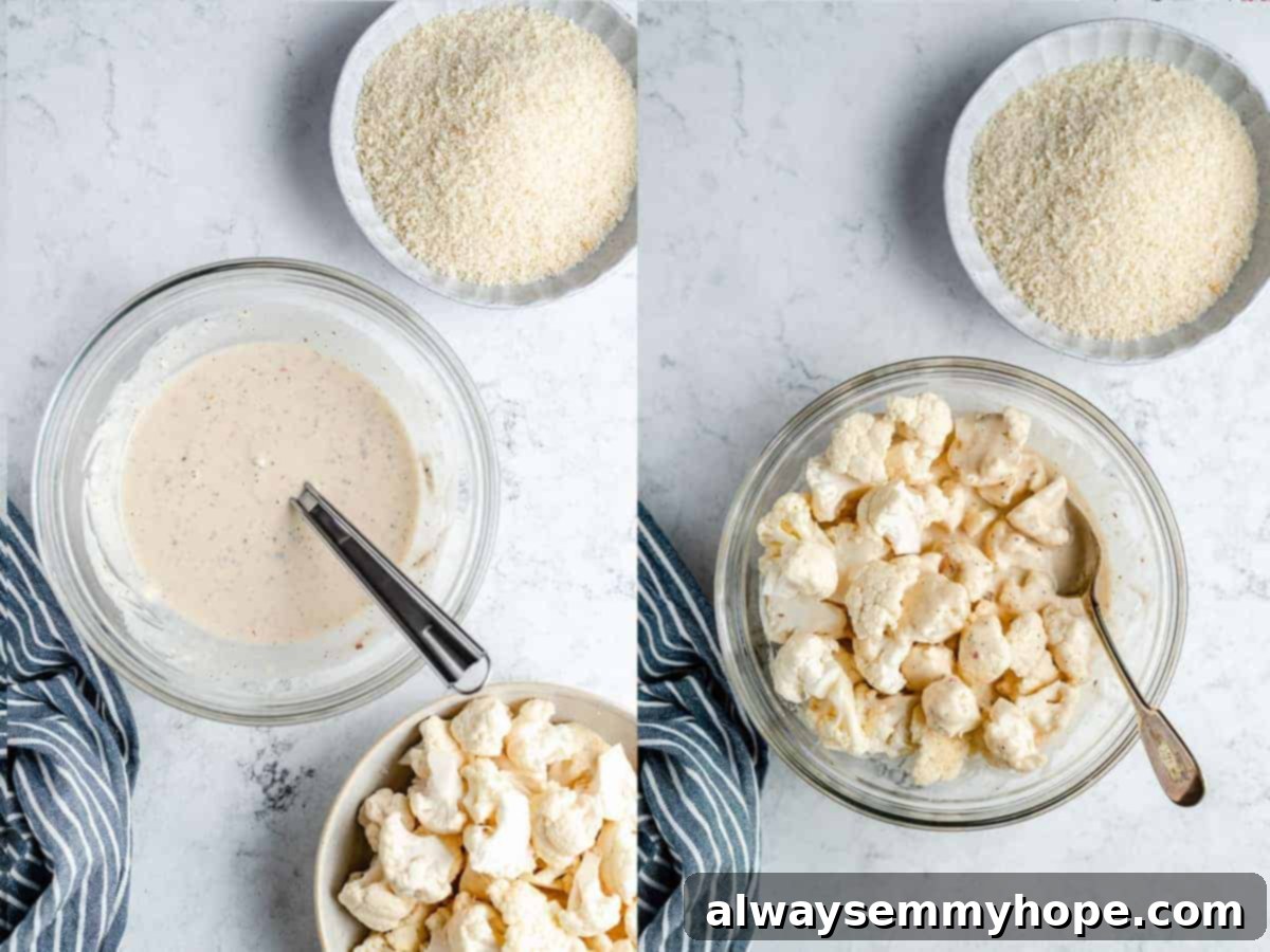 step by step making of the cauliflower wings
