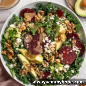 Beet Vegan Feta Salad 2 Overhead view of vegan beet feta salad in bowl