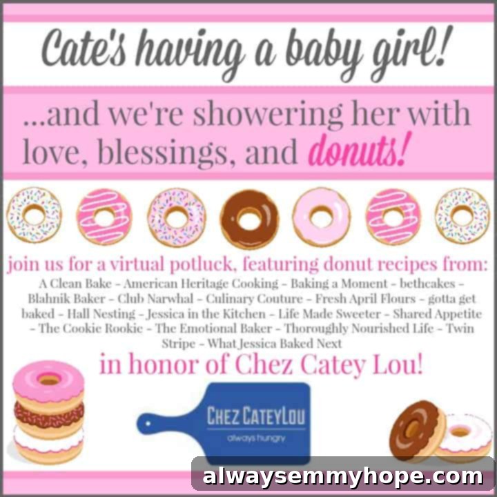 A graphic for a Chez CateyLou donut shower, depicting donuts and sprinkles.