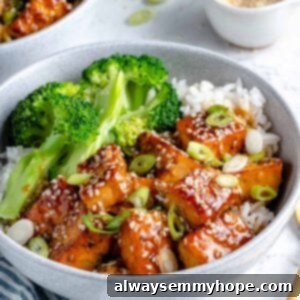 Teriyaki tofu with broccoli and white rice.