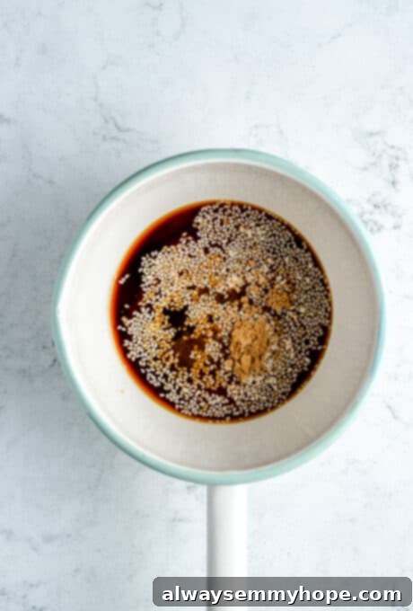 Teriyaki sauce ingredients in a mixing bowl.