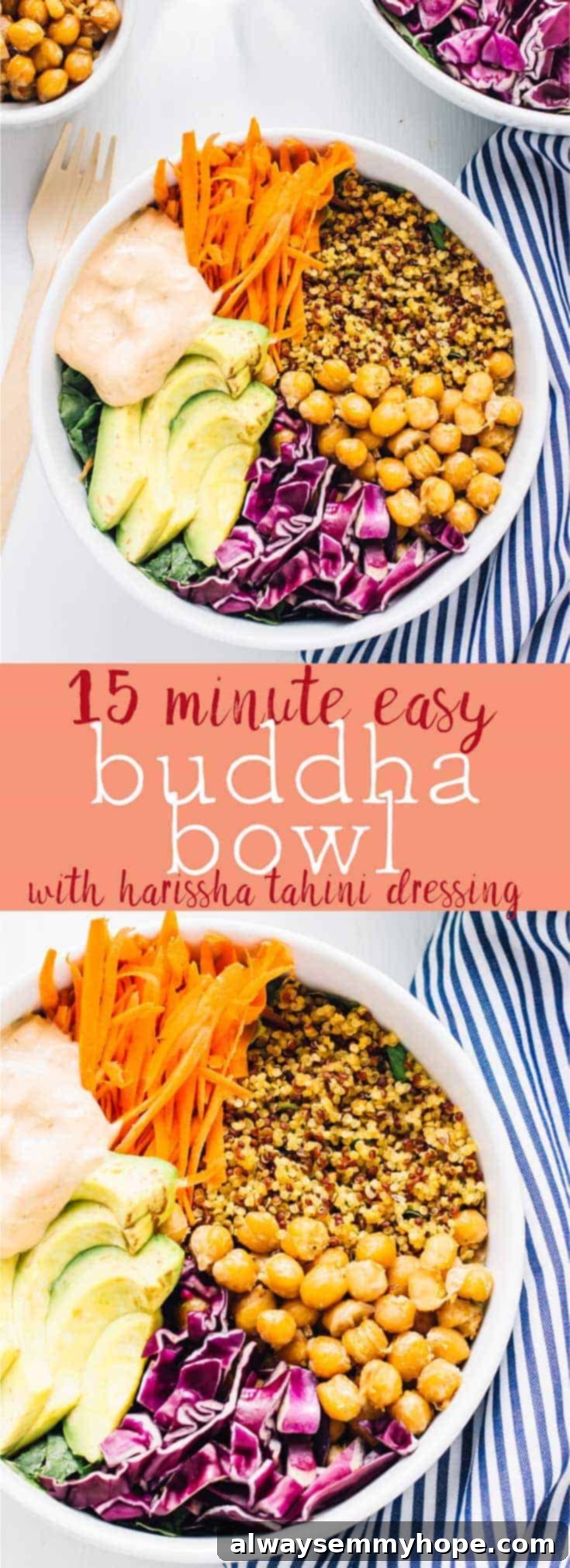Nourishing Buddha Bowl with Harissa Tahini Dressing 7 This Nourish Buddha Bowl is filled with delicious veggies and grains and topped with an incredible tahini dressing! via https://jessicainthekitchen.com